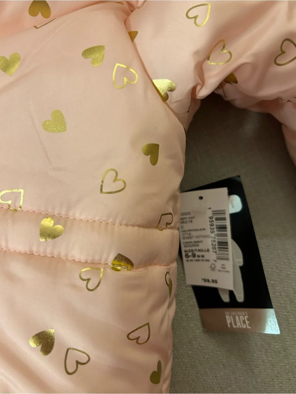 The Children's Place Pink Puffer Heart-Print Snowsuit with Faux-Fur Hood